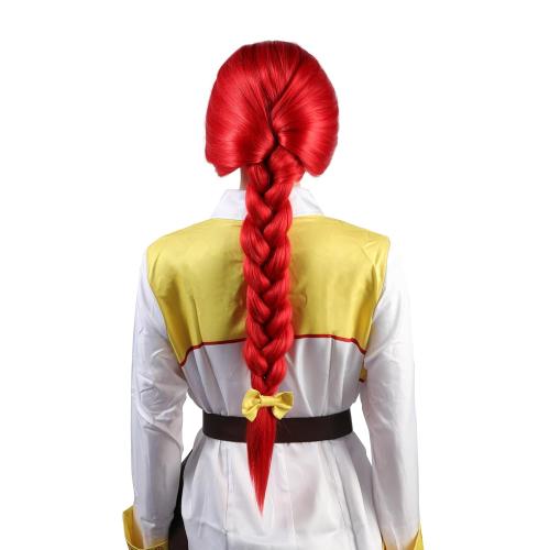 Red Long Straight Wig With Braids Red Braided Wig Cosplay Halloween Costume Wigs For Women