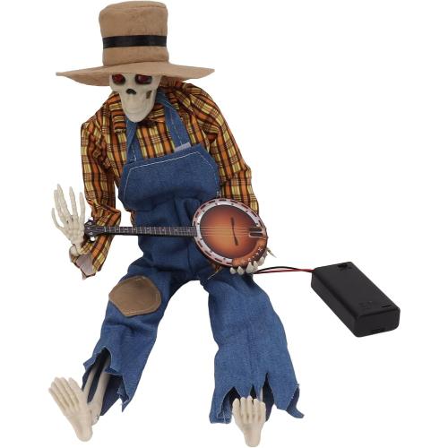 Halloween Cowboy Skull Statue, Luminous Eyeball Lightweight Simulation Details Halloween Cowboy Skeleton Figures for Study 2 pack