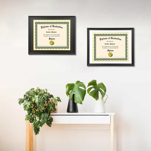 BLACK FRAME LTYHHK 12x15 Diploma Frame Solid Wood Black, Displays 12x15 Diplomas with Black Over Gold Mat or 16x20 Inch Without Mat, 12x15 Diploma Frame 12x15 inch Certificate Frames (L23B1620BG1215)
