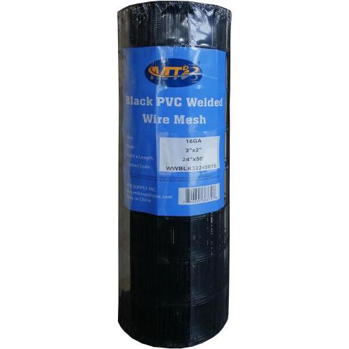 Black PVC Coated Welded Wire Mesh Garden Economy Fence 24 Inch x 50 Foot-3 Inch x 2 Inch 16GA