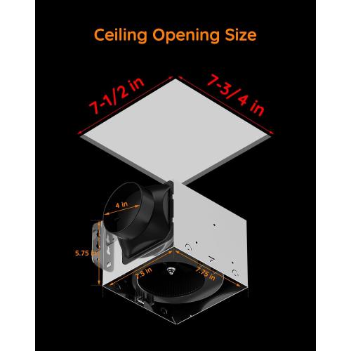 WHITE Fitop Bathroom Exhaust Fan with Light, 110 CFM 43W Ceiling Mount Shower Ventilation Exhaust with Light, 1.0 Sones Bathroom Vent with Light, Bathroom Fan 1200LM LED Light 3000K/4000K/5000K