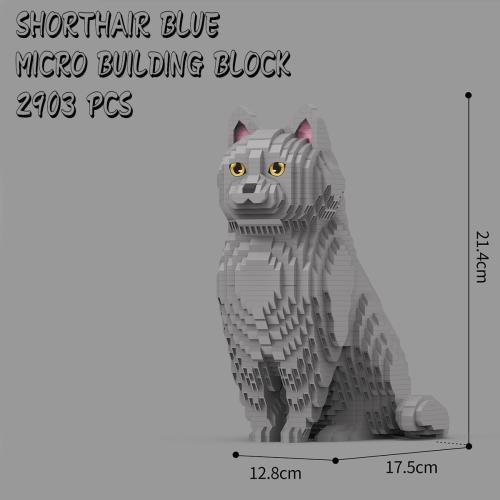 Animal Cat Series Shorthair Blue Cat Micro Building Blocks Set(2903PCS) Gift for Adults and Kids