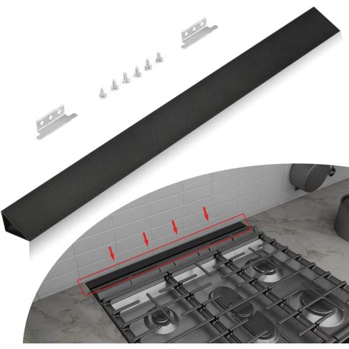 Black Slide-in Range Rear Filler Kit Black, Universal Triangular Fill Strip, Top Trim Kit Between Stove and Wall for Whirlpool & Most Brand, Aluminum Gap Cover, 30 Long