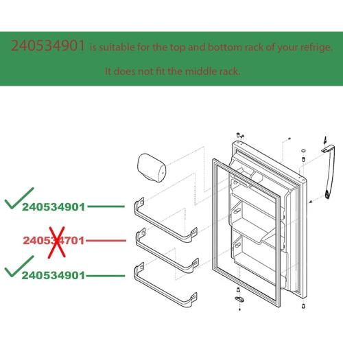240534901 (2pack) Door Shelf Rack Bar Compatible with Frigidaire Refrigerator Replacement Shelves Door Bin Frigidaire Replacement Parts