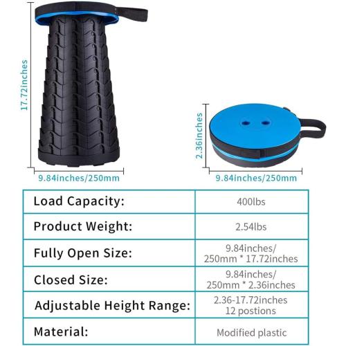 Upgraded Folding Stool Lightweight Yet More Sturdy with Load Capacity 400lbs Portable Collapsible Stool for Camping Fishing Hiking BBQ (Blue)