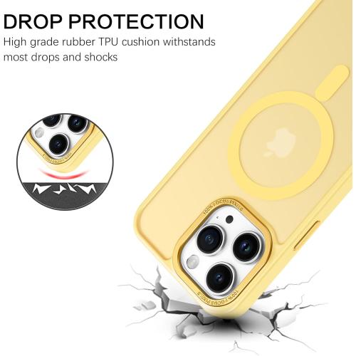 BENTOBEN Magnetic for iPhone 15 Pro Max Case,[Compatible with MagSafe] Translucent Matte Frosted Anti-Fingerprint Slim Shockproof Women Men Protective Cover Case for iPhone 15 Pro Max 6.7,Yellow