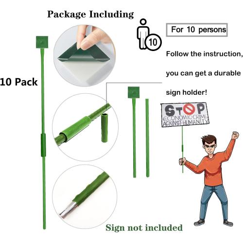 Lightweight Yard Signs Stakes Protest Sign Holders,Parades Slogan Poles, Warning Signs Support Placards with Handle for Grand Ceremonies,Sale,Vote, Sports, Airport Pick Up, Pack 10 (Set A)