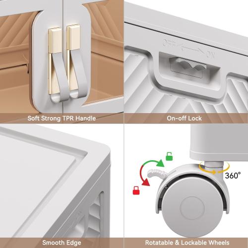 Voova 65QT Storage Bins with Lids,Stackable Collapsible Closet Organizers and Storage Cabinet with Drawer,Folding Plastic Craft Storage Containers Box with Door&Wheels for Home,Office,Dorm Room,3 Pack