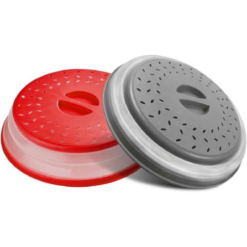 MMDcase [2 PCS]Microwave Splatter Cover Vented Collapsible Microwave Food Cover With Easy Grip Handle, Dishwasher-Safe, BPA-Free Silicone & Plastic, 10.5 Round