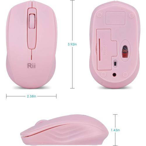 Rii Wireless Mouse,2.4G Portable Computer Mice for PC, Laptop, Windows,Office Included Wireless USB dongle (Pink)