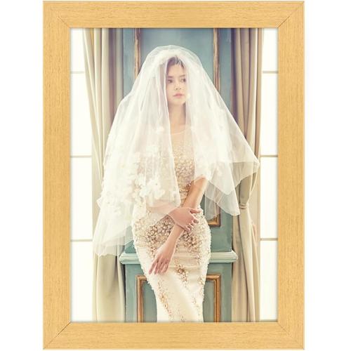 5.5x8.5 Picture Frame Gold, Rustic Natural 8.5x5.5in Photo/Portrait/Poster/Art Frame, Wall Hanging/Tabletop, Horizontal/Vertical Display Gallery Family Wedding Memorial Pic Frame Gift