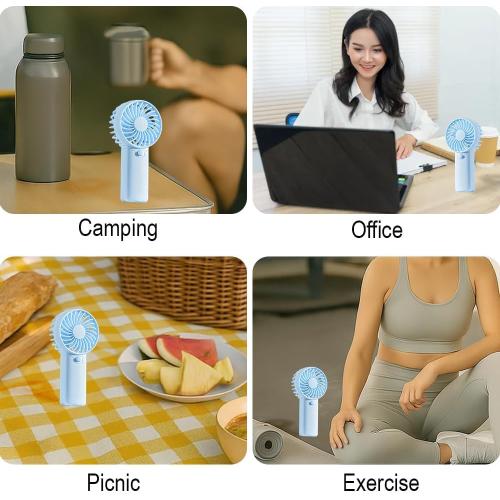 Mini Portable Fan, Personal Desktop Handheld Fan for Outdoor, Travel, Office, Hiking and Camping - (Batteries Not Included) Blue