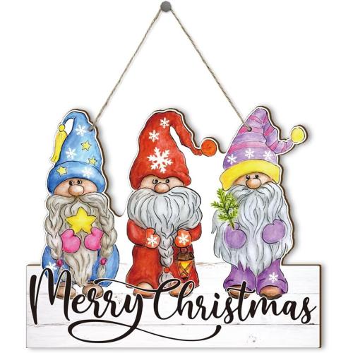 Merry Christmas Decor, Christmas Gnome Sign for Front Porch Home Yard Indoor Outdoor