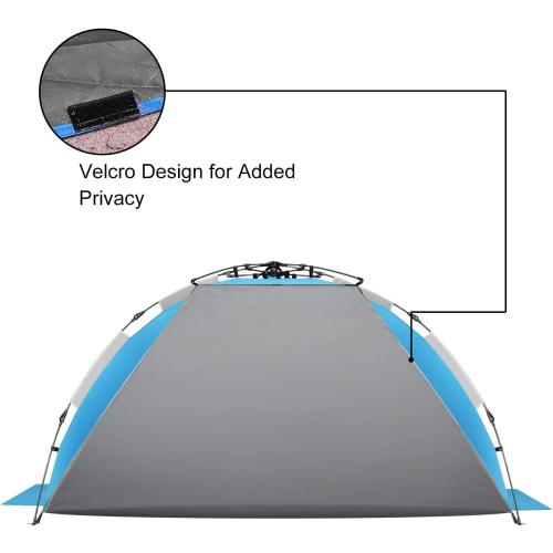 Oileus XX-Large Beach Tent Sun Shelter for 5-6 Person Portable Sun Shade Instant Pop Up Tent for Beach with Carrying Bag, Stakes, 6 Sand Pockets, Anti UV for Fishing Hiking Camping Blue