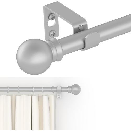 GXOACKJ Curtain Rods for windows 32-48 inch, 5/8 inch Decorative Silver Splicing Heavy Duty Metal Curtain Rod set with Brackets