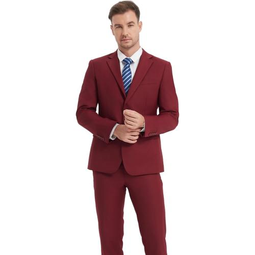 Size L Men Suits Slim Fit 3 Pieces, Two Button Wedding Suit Prom Suit for Men Business Suit Jacket Vest Pant and Two Bow-Ties