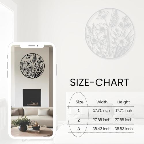 Metal Wall Decor | 17'' x 17'' x 0.05'' Bonsai Tree Themed Metal Wall Art | Handmade Indoor and Outdoor Wall Decorations