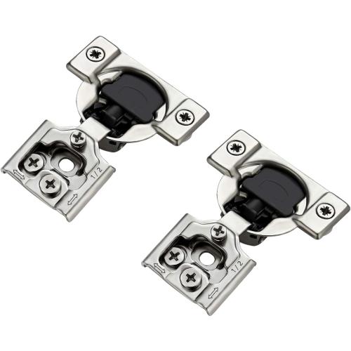 Silver Ravinte 10 Pack 5 Pairs 1/2 inch Overlay Soft Close Hinges for Kitchen Cabinet Hinges Satin Nickel Hidden Hinges Stainless Steel Concealed Hinge self Closing