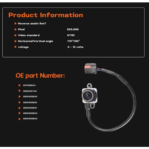 Anpher Rear View Backup Reverse Camera Fit for Dodge Charger & Chrysler 300 2011 2012 2013 2014 Parking Back Up Assist Camera Replace# 56054058AD,56054058AE,56054058AF,56054058AG