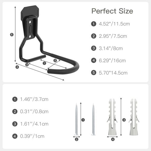 Housolution Bike Wall Mount with Fixed Hook, [6 Pack] Heavy Duty Bike Storage Rack, Bike Rack Vertical Stand for Garage - Easily Hang/Detach - with Screws Iron Bike Hanger Brackets