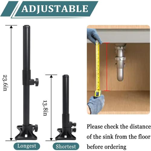 Undermount Sink Mounting Brackets, Stainless Steel Adjustable kitchen sinks undermount Legs Installation and Repair Kit Support System with Waterproof Gloves.(13.8-23.6inches)