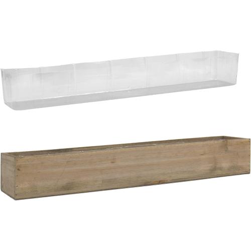 CYS EXCEL Rectangle Wood Planter Box with Removable Plastic Liner (H:4 Open:34x5) | Multiple Size Choices Wood Rectangular Planter | Indoor Decorative Window Box