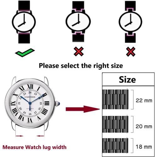 Moran Stainless Steel Watch Band Quick Release Replacement Metal Strap 20mm 22mm for Men Women