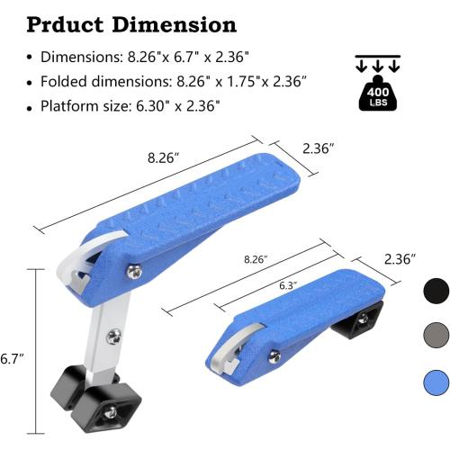 COWVIE Foldable Car Door Step Stand Pedal - Access to Vehicle's Roof Both Feet Wider Stand Pedal for Most SUV Truck Jeep, Max Load 400 Lbs