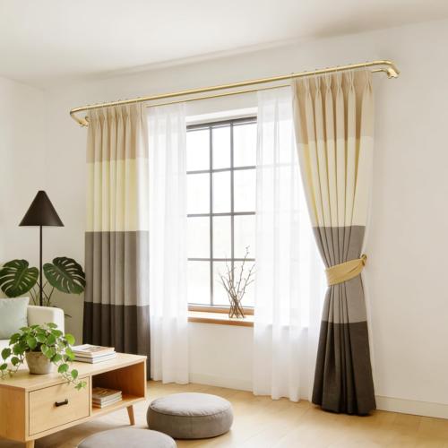 Gold Double Curtain Rods 32 to 58 Inch (2.6-4.8ft), USFOOK Blackout Wrap Around Curtain Rods for Windows 20 to 54 Inches, 6/8 Inch Room Darkening Curtain Rod, Decorative Rods for Home