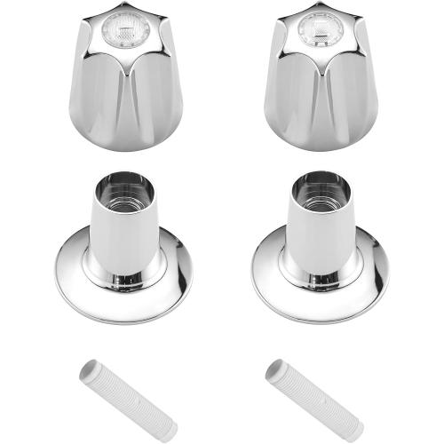 Metal 2 Piece Shower Knob with Handle Flange Replacement for Price Pfister Verve Tub Shower Faucet Hot and Cold Handles, Remodel Kit, Chrome