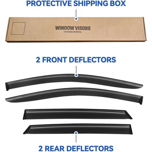 Window Visors Rain Guards Shield for 2015-2025 Ford Edge, Out-Channel Window Vent Wind Deflectors Visors Shades for 15-25 Edge