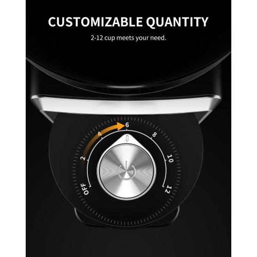 Conical Burr Coffee Grinder, Electric Coffee Bean Grinder for Precise Grinding, 35 Settings, 2–12 Cup Selector, Anti-Static Design for Home Use, Black