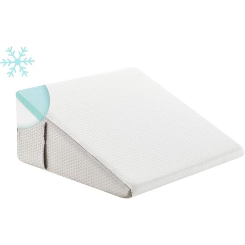 Wedge Pillow, 10 inch Bed Wedge Pillow for Headboard, Pillow Wedge for Acid Reflux Relief, Sleeping, Back Pain Relief, Snoring, Triangle Pillow Wedge - Cooling Memory Foam Top, White/Grey