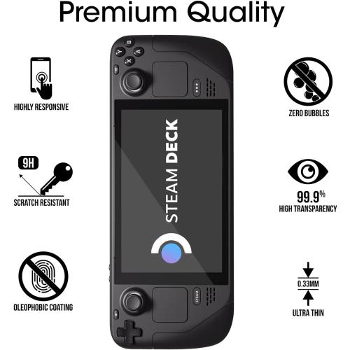 amFilm [2 Pack OneTouch Screen Protector Compatible with Steam Deck/Steam Deck OLED, Tempered Glass Designed for Steam Deck (7inch) 2021 & 2022 /Steam Deck OLED 2023 with Easy Installation Kit