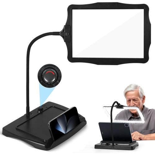 Large Hands Free Magnifying Glass with Light 50 Ultra-Bright LEDs Neck Magnifier Hands Free with Light Horizontal and Vertical Screen with Flexible Goose Neck Loop for Seniors