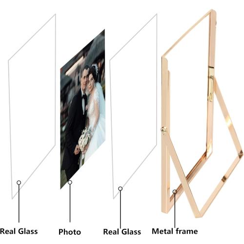 Yipinyin ....Gold 8x10Floating Frame 2 Pack,For Picture 4x6'',5x7'',6x8''Adjustable Tabletop/Shelf floating picture frame 5x7'', Classy Gift Choice for Wedding,Thanksgiving,Christmas,Home or Office Decor