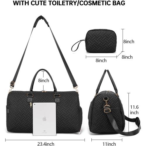 Duffle Bag for Travel, Weekender Bag with Shoe Compartment, Carry On Overnight Bag for Women with Toiletry Bag, Gym Bag with Wet Pocket, Hospital Bags for Labor and Delivery Beige