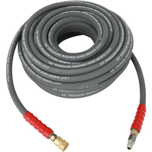 OCPTY Hot Water Pressure Washer Hose 3/8 x 100ft 6000 psi Non-Marking 2-Braid R2 Gray