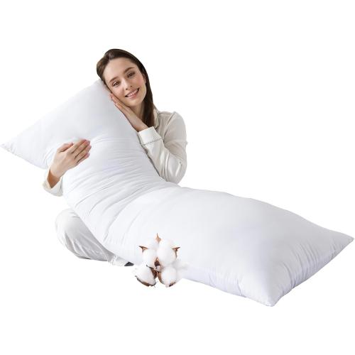 SHOUREN Cotton Body Pillow Insert - Soft Long Bed Pillow for Adults - 20 x 54 inch-White & Ultra Soft Microfiber Pillowcases, Breathable Long Pillow Case, Envelope Closure - Purple (20x54 inch)
