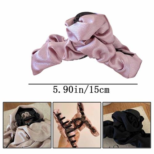 3 PCS Silk Hair Clip for Women 5.9” Large Cloud Hair Claw Clips Pleated Acrylic Banana Jaw Clip Fashion High Cranial Crest Headdress Strong Hold Non Slip Hair Accessories for Thick Thin Curly Hair