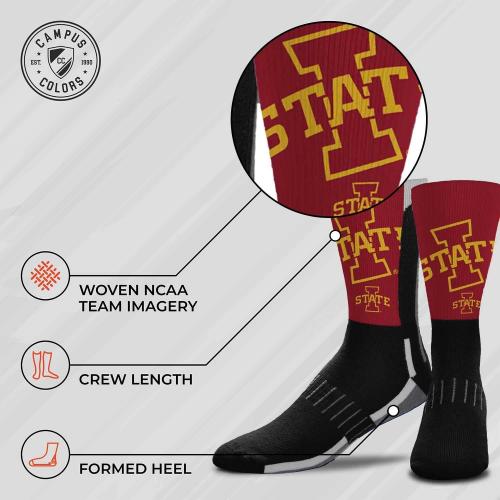 2 Pack Size LG For Bare Feet NCAA Adult State and University Crew Socks - Polyester blend - Unisex - High-performance socks provide