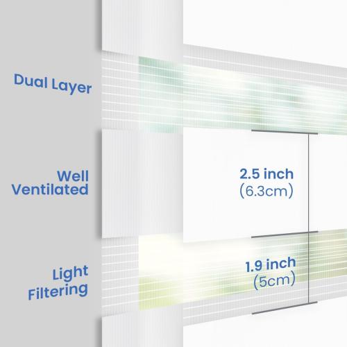 FOIRESOFT Standard Cordless Custom Zebra Roller Shades and Blinds [Basic, Black, W 37 x H 64 inch] Dual Layer Sheer for Day and Night Light Control Privacy, 20 to 105 in Height