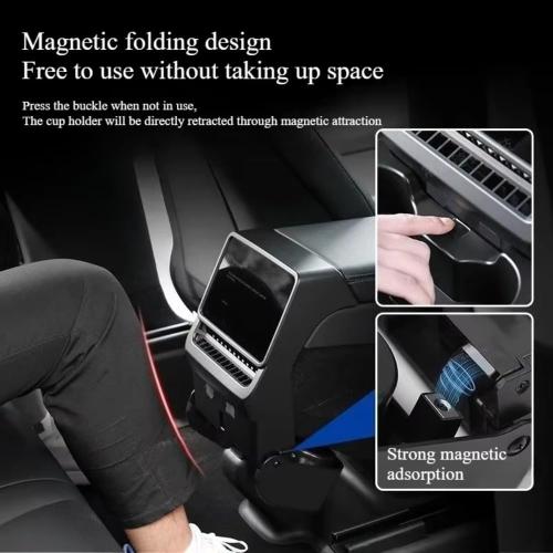 Rear Seat Cup Holder for Tesla Model Y Juniper 2025 2026 Model 3 Highland 2024 2025 2026 Storage Box Organizer Car Interior Asccesseries