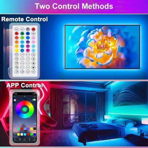 PSTAR LED Lights for TV Led Backlight, 16.4ft Music Sync RGB Strip Lights with Remote & App Control, USB Powered for 45-75 Inch TVs, Computer, Bedroom, Gaming Setup, Home Cinema