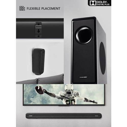 5.1 CH Surround Sound Bar with Dolby Audio, Sound Bars for TV, Wireless Subwoofer & Rear Speaker, Dolby Digital Plus, Bluetooth 5.3, Surround Sound System for Home Theater, 4K & HD TVs| HDMI & Optical