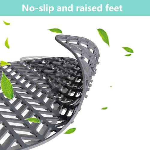 AWOKE Silicone Sink Protectors for Kitchen Sink, 26''x 14'' Folding Non-slip Sink Mat Grid, for Bottom of Farmhouse Stainless Steel Porcelain Sink with Rear Drain (Grey)