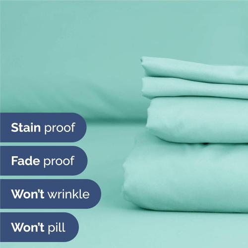 Twin XL 4 Piece Sheet Set - Comfy Breathable & Cooling - Ultra-Soft Hotel Luxury Bedding Set w/ 8-16 Inch Deep Pockets - 1 Flat & 1 Fitted Sheet & 2 Pillowcases - Wrinkle Free & Easy Care - Spa Blue