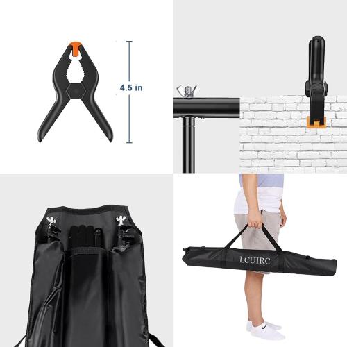 Photo Backdrop Stand, LCUIRC 10x8.5ft (WxH) Photo Background Banner Stand with 4 Crossbars, 8 Spring Clamps, 2 Sandbags, and Carrying Bag for Parties Events Decoration Advertising Display