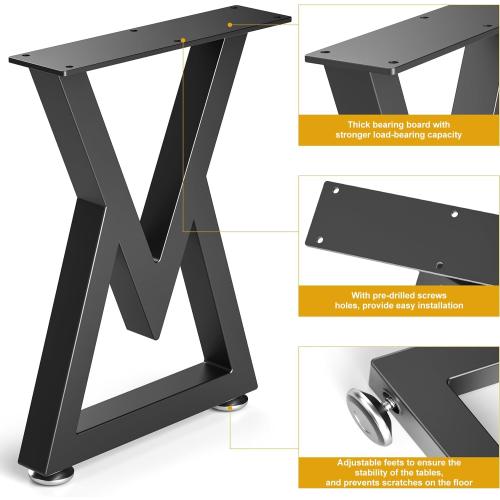 36 Metal Table Legs, Bench Legs Chair Legs, Heavy Duty Desk Legs Coffee Table Legs, Black Metal End Table Legs, DIY Furniture Legs (ZT-V-36IN)