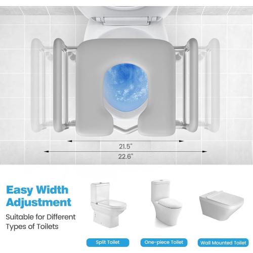 Raised Toilet Seat with Handles, HSA 400LB Adjustable Width and Height Elevated Toilet Seat Riser for Seniors with Cozy Padded Armrests Handles Paper Holder Bedside Commode for Elderly, Silver